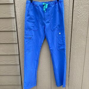 Men’s size medium figs zip fly Cairo cargo scrub pants blue